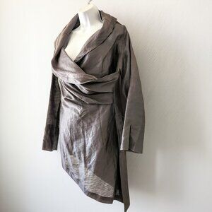 Y2K Draped Asymmetrical Top/Jacket, Italian Designer, Linen Blend,